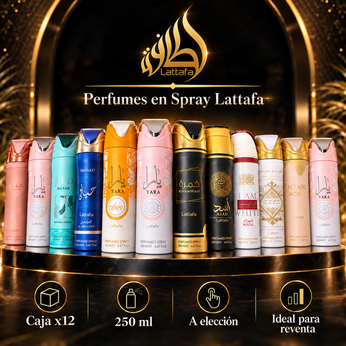 Caja 12 Spray Árabes 200ml Lattafa